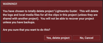Delete Project Confirmation