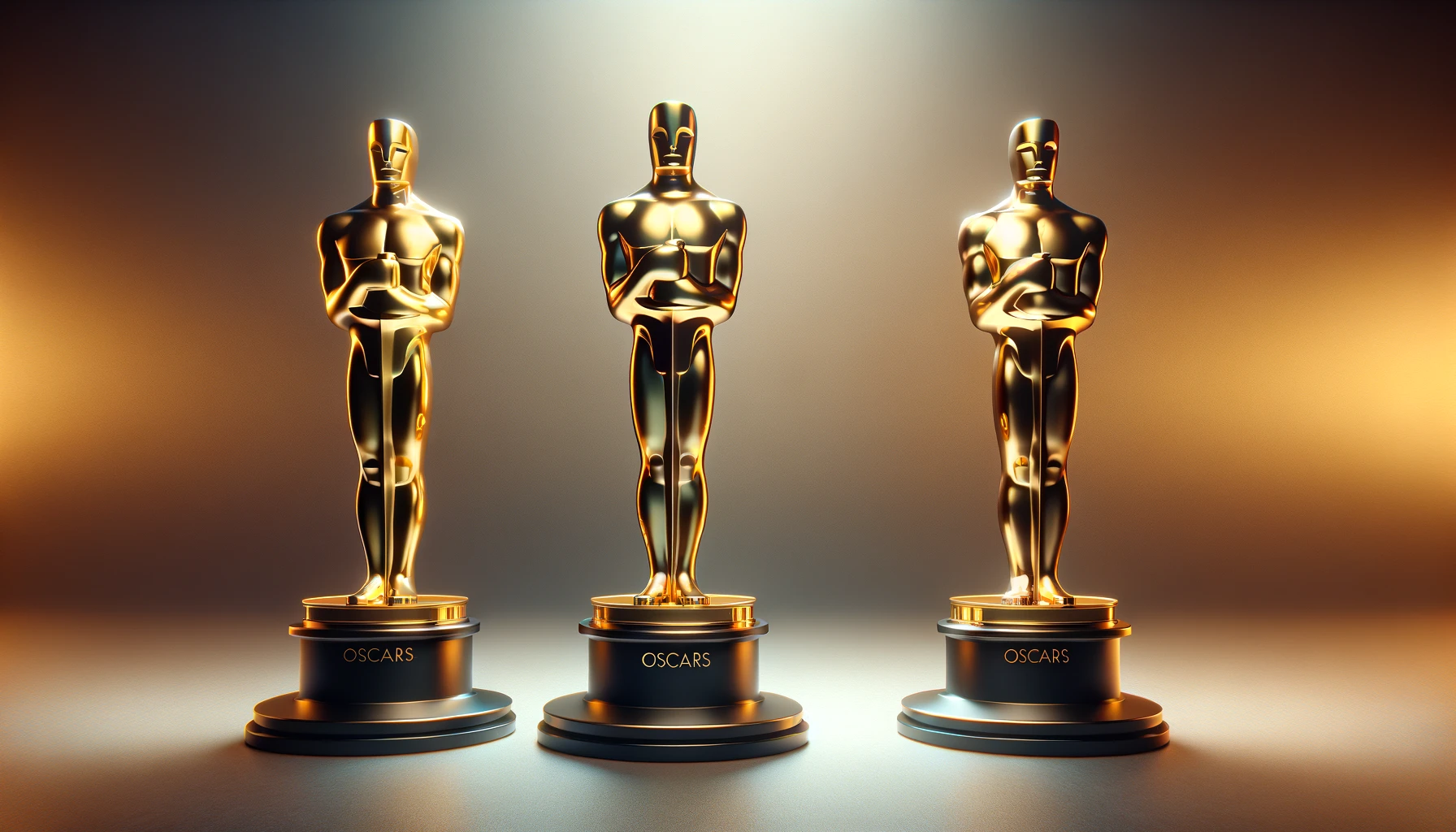 3 Oscars against an aesthetically pleasing background
