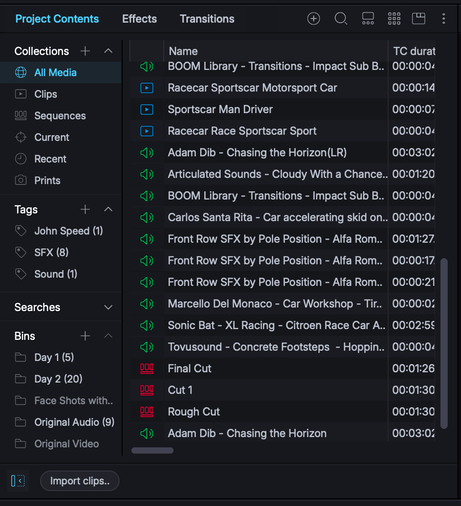 The Content Manager with the Project Navigator on the left.