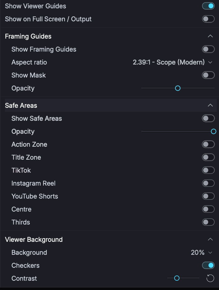 Safe area zones with an aspect-ratio framing guide.